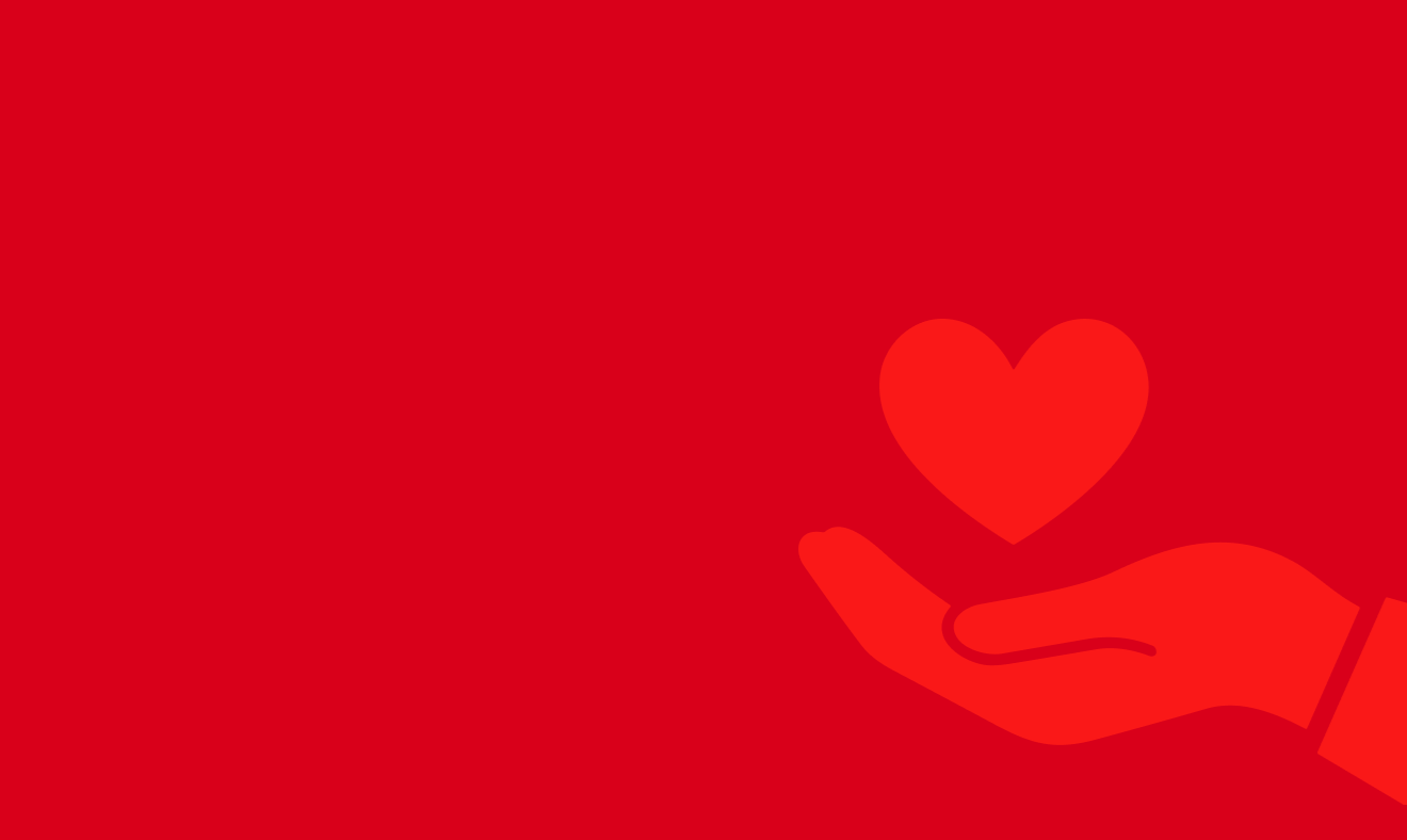 Graphic of hand with heart logo  