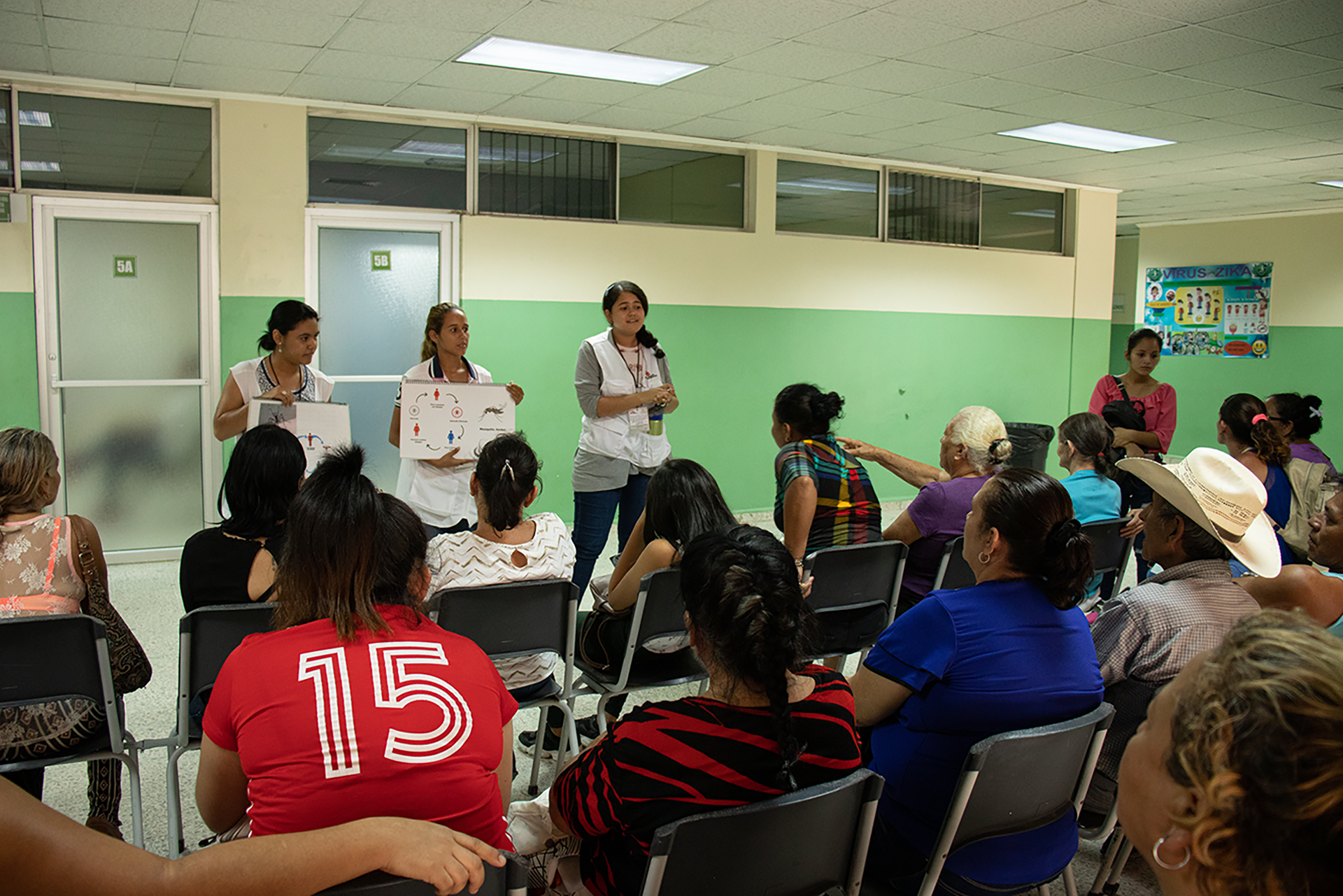 MSF started using larvicide after a study revealed a 60% resistance from the mosquitoes to the insecticide used for fumigation. © Arlette Blanco/MSF 