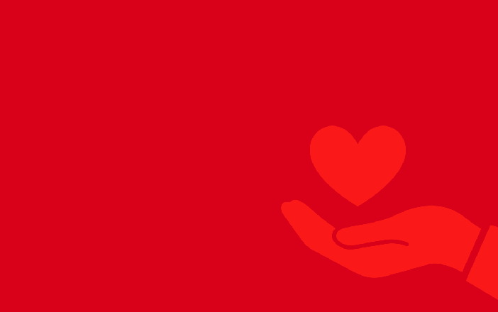 Graphic of hand with heart logo  